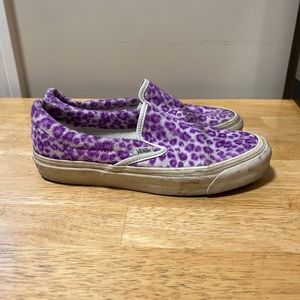 Vans X Opening Ceremony Purple Cheetah Print Fuzzy Slip Ons